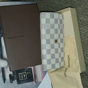 Authentic Louis Vuitton Damier Azure long wallet with box and dustbag